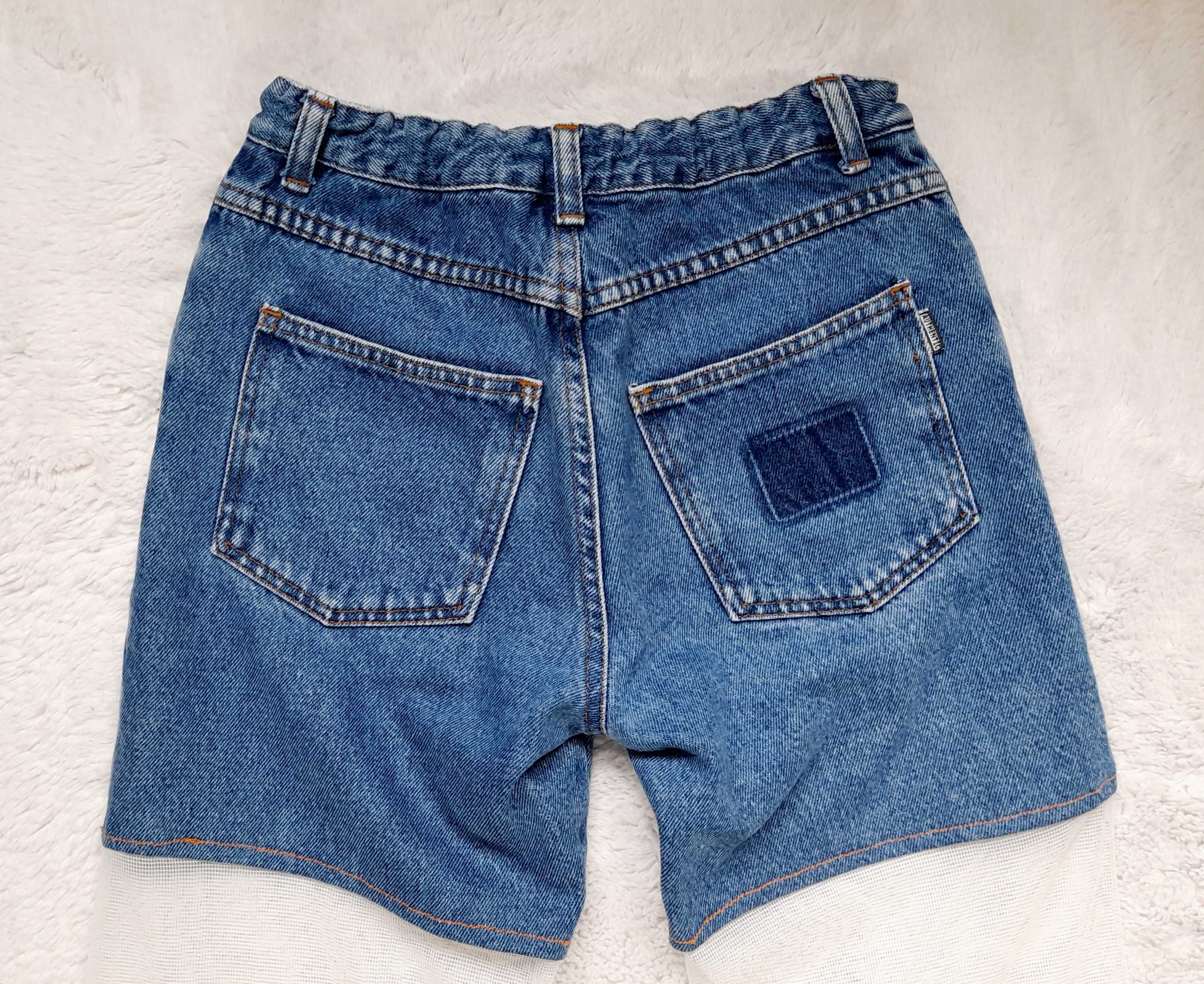 Spodnie jeansy z siateczką handmade unikat vintage y2k aesthetic 34/XS