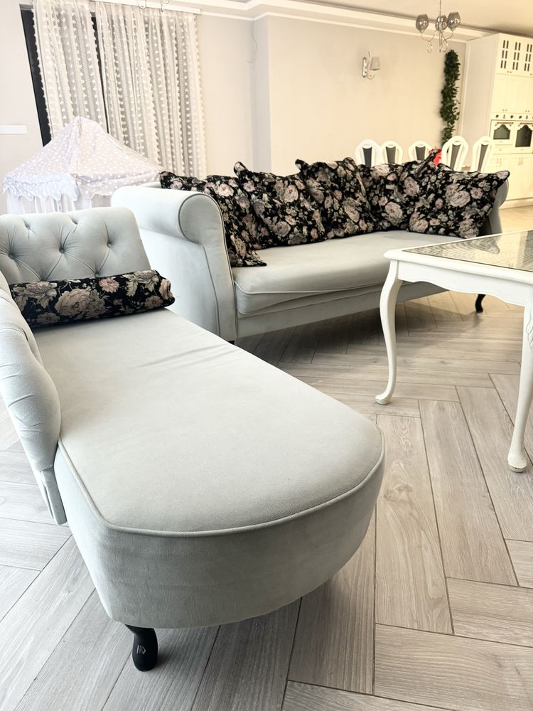 Zestaw mebli sofa leżanka kanapa Ludwik Retro