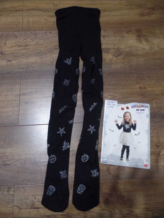 Czarne rajstopy Halloween mikrofibra R. 134/140