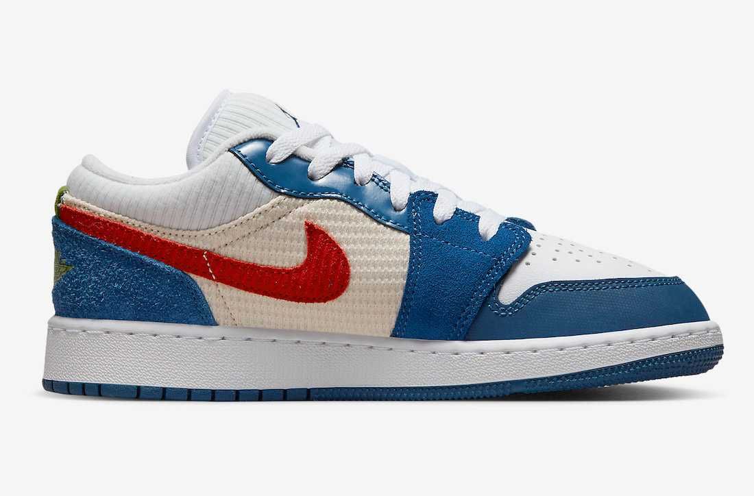 Nike GS Air Jordan 1 Low SE "French Blue/Chutney-White-Gym Red-Pearl