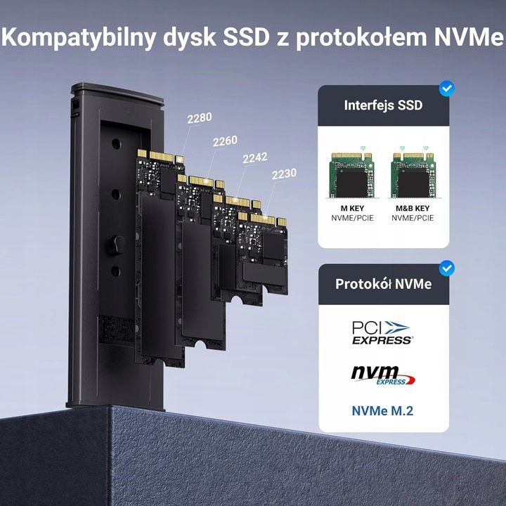 Czytnik Adapter Kieszeń Obudowa Dysku SSD M.2 NVMe USB C 3.1 UGREEN