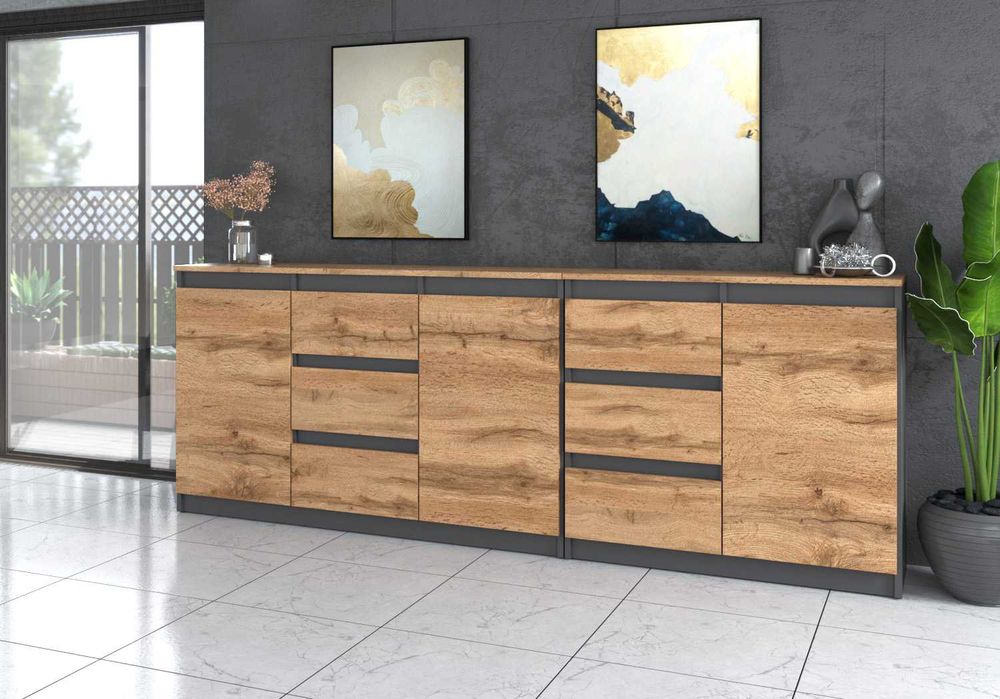 Komoda Skandynawska Best Agnes 200cm Nowoczesna Szafka 6 Szuflad Salon