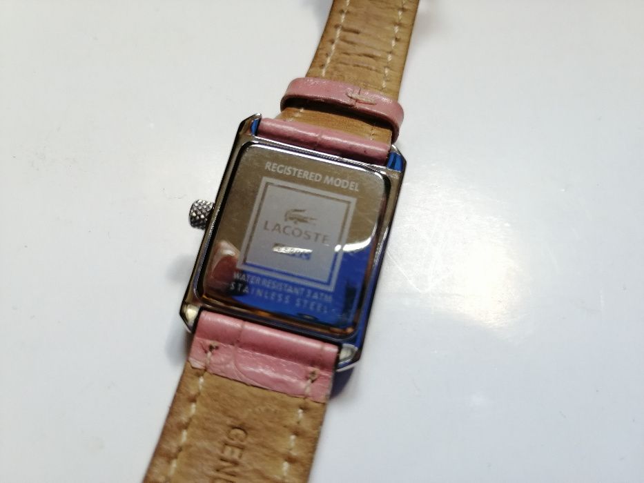 LACOSTE zegarek rękę damski różowy skórzany pasek krokodyl model 6800L