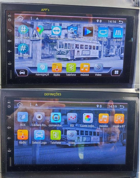 Auto rádio ANDROID+camara M.A. e antena GPS.