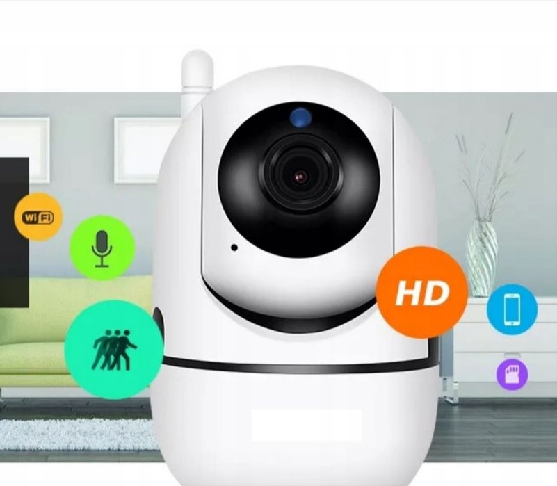 Kamera niania bezprzewodowa FULL HD obrotowa czujnik ruchu Wi-Fi SD