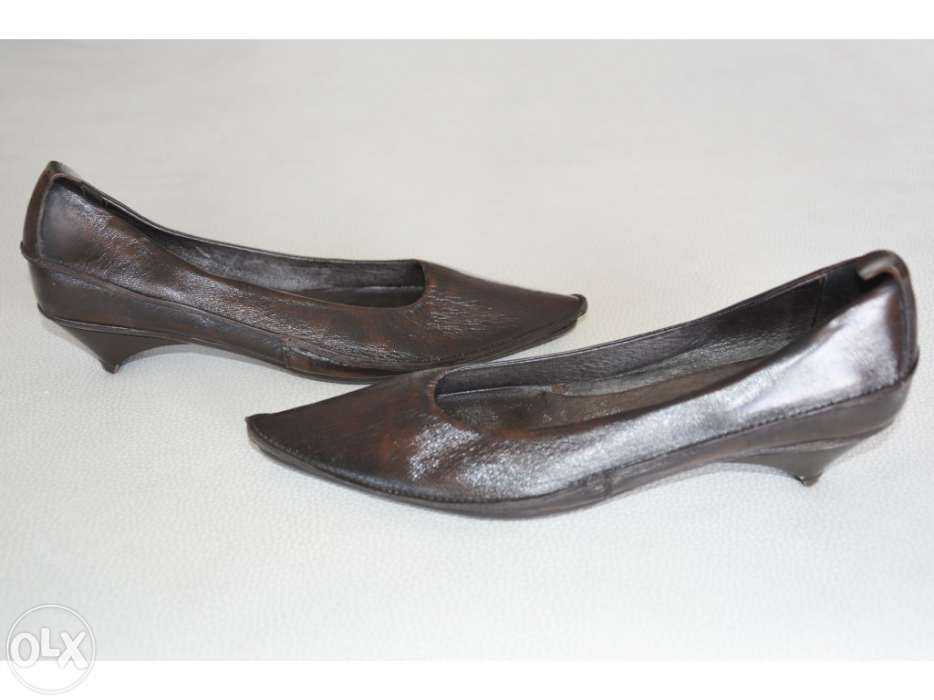 Sapatos salto pele castanhos Foreva 35