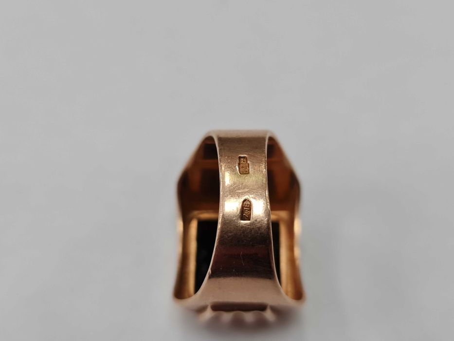 Rosja 1958/ Złoty sygnet męski/ 13.02 gram/ R23/ Kwarc Dymny