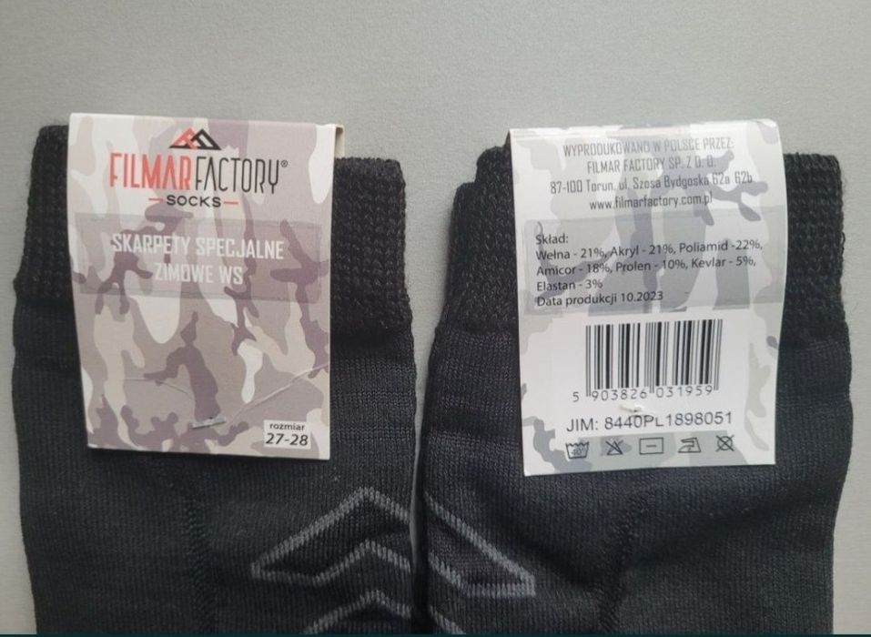 Zimowe skarpety specjalne wojskowe 27-28