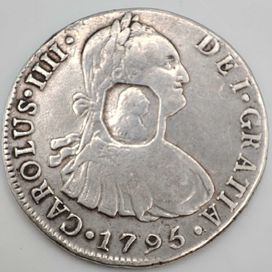 Moneta 8 Realów 1795 r Angielska kolonia Rzadkość