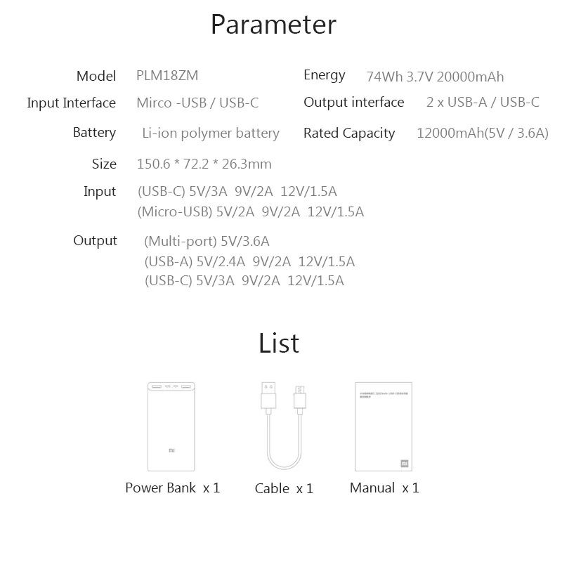 Павербанк Xiaomi Mi Power Bank 3 20000mAh