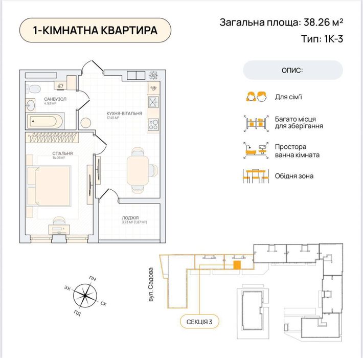 Продаж квартири / 1 кімнатна / ЖК Smart City / Теремки