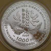 Gwinea Bissau 1000 franków CFA 2004 - MŚ mundial - srebro - 1