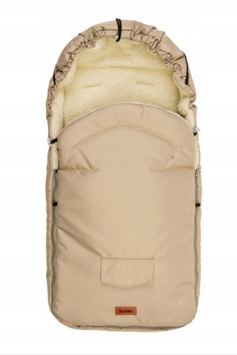 Śpiworek wełna - cappucino do wózka 95x40)