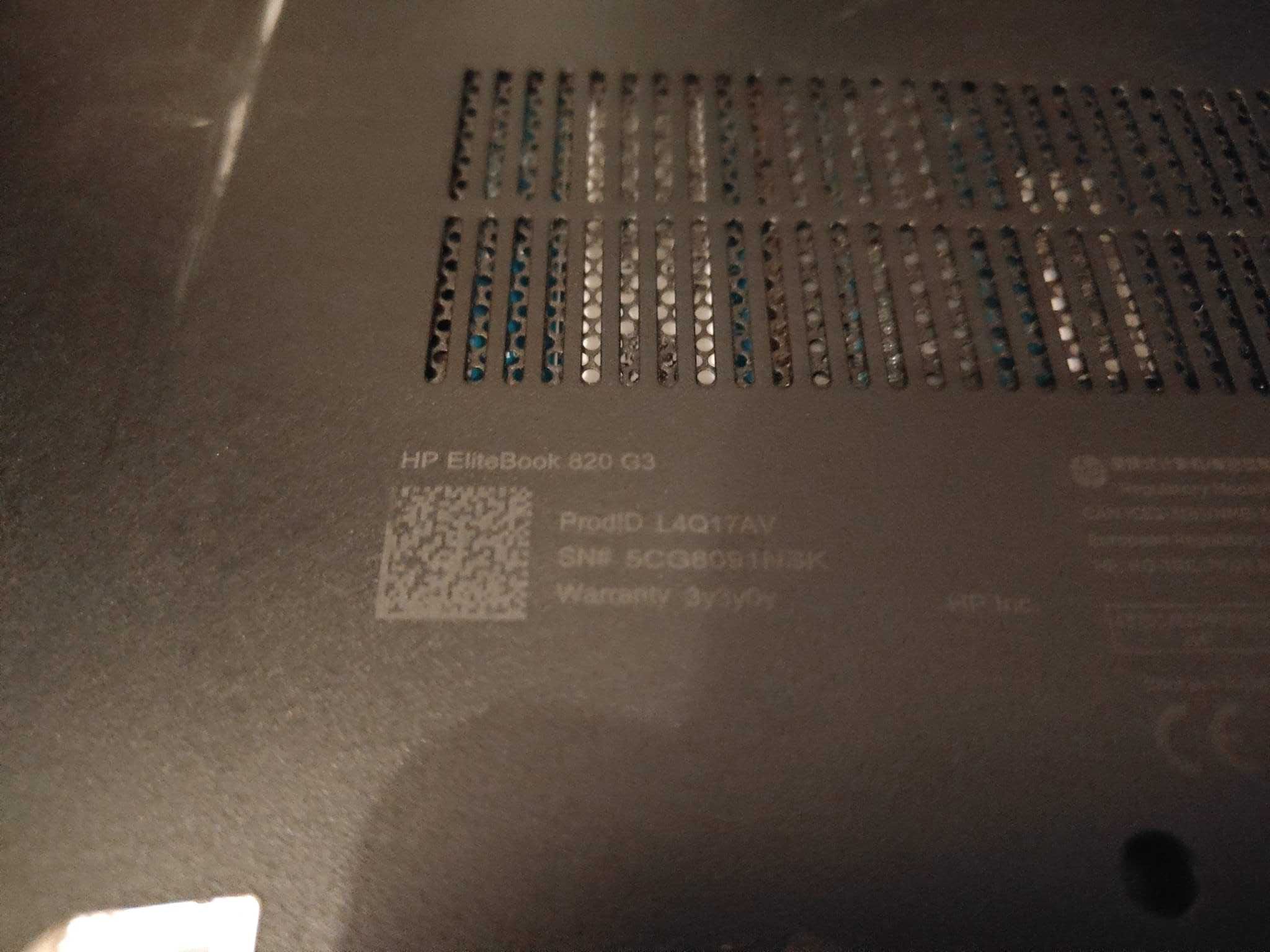 HP Elitebook 820 G3 i5-6300U 2.40 GHz de 12.5" Touch para recuperação