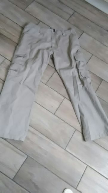 Spodnie bawełniane męskie, beżowe pas max 96 cm reg. pasa, Finesmekker