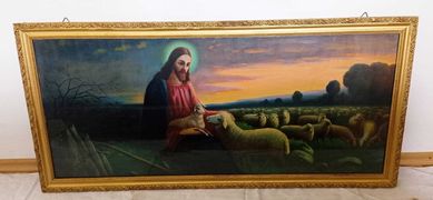 Duży obraz religijny motyw Dobrego Pasterza