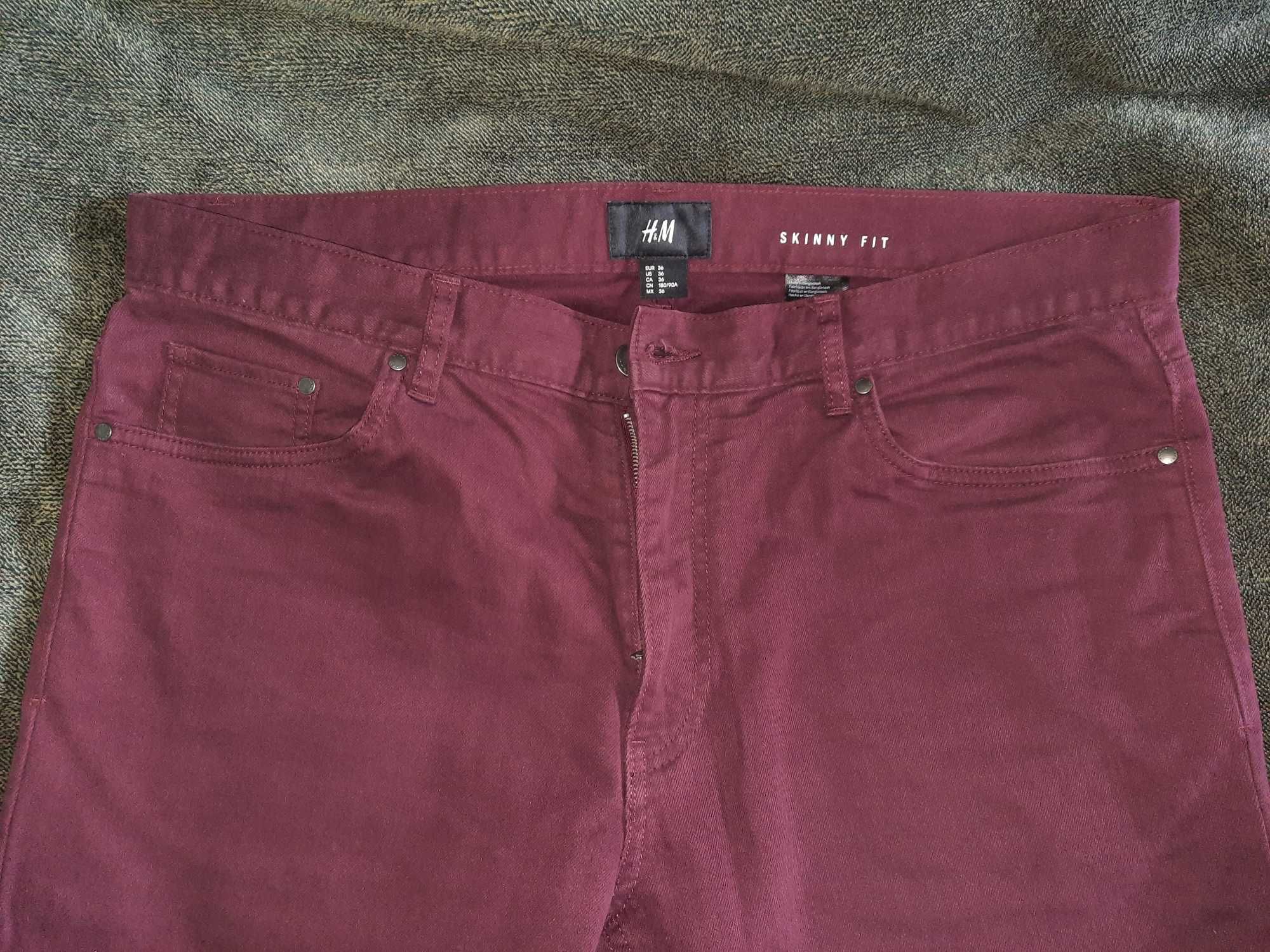 Spodnie H&M bordowe burgund