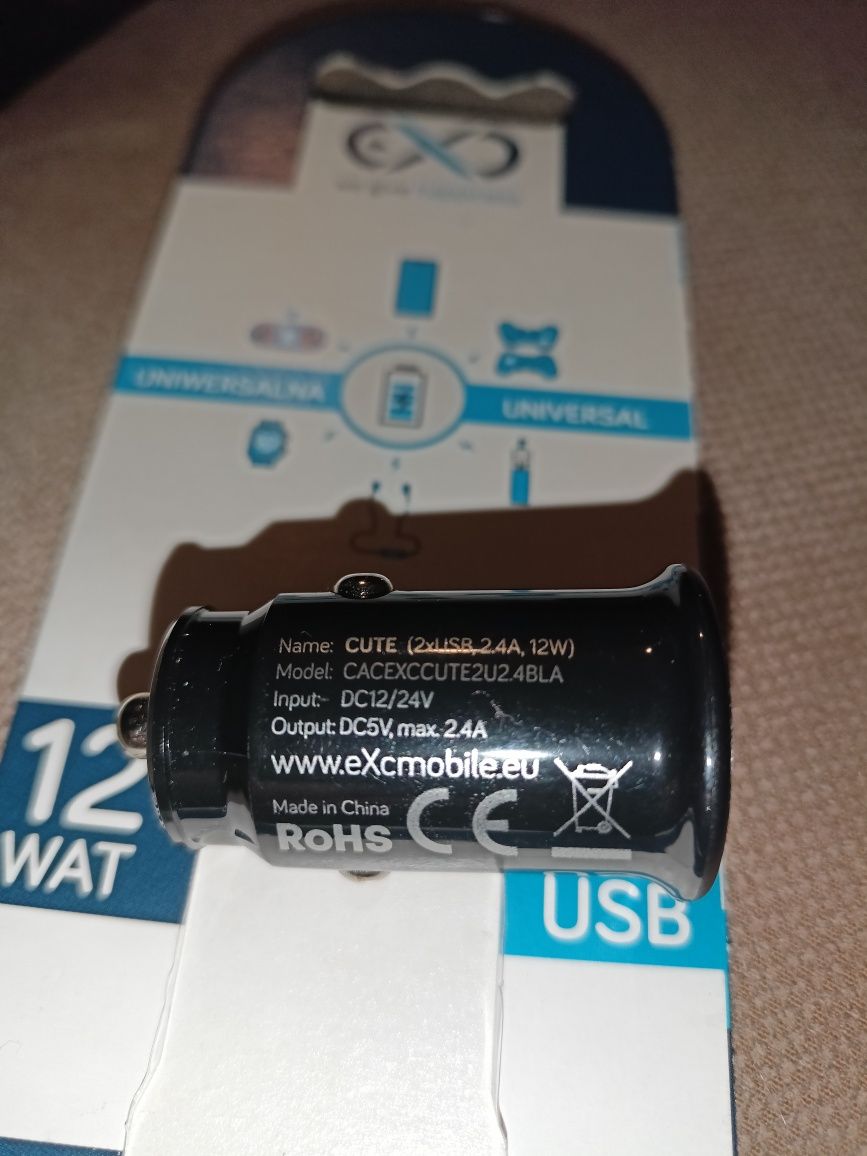 Ładowarka samochodowa USB 12W.