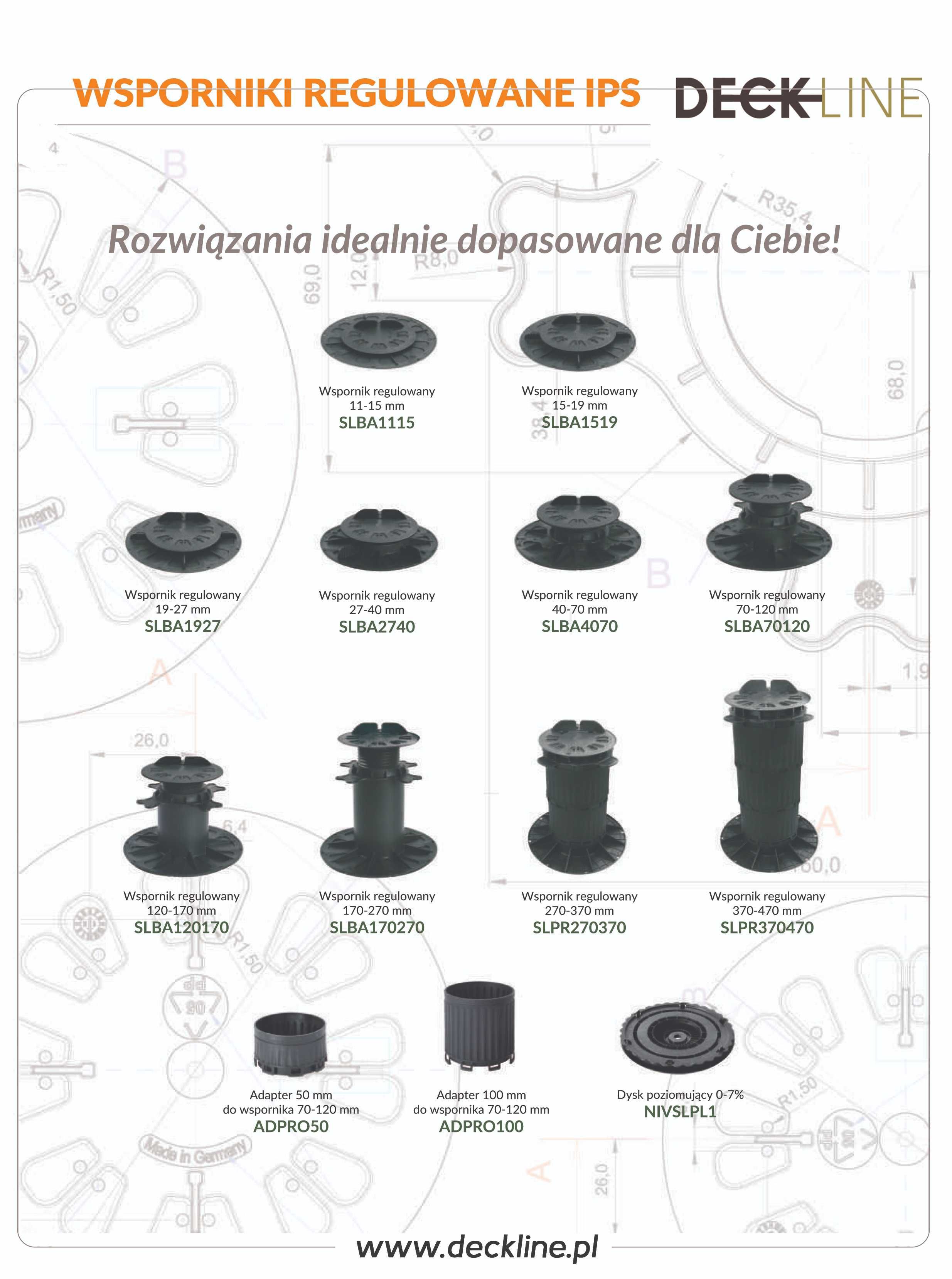 Wspornik regulowany tarasowy 11-470mm WYSOKA JAKOŚĆ #DUŻA PODSTAWA