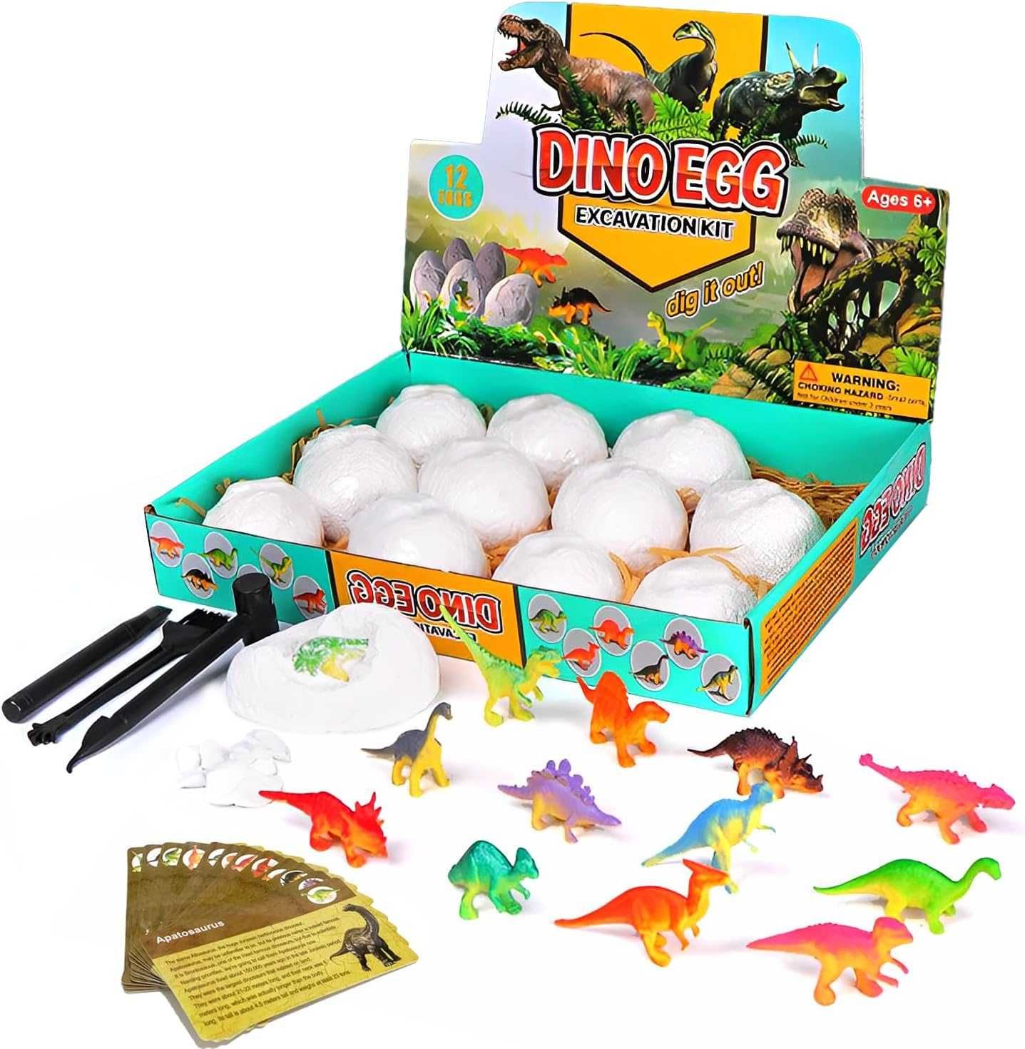 Ovos de dinossauro kit de escavação arqueologia 12 dinossauros - NOVO