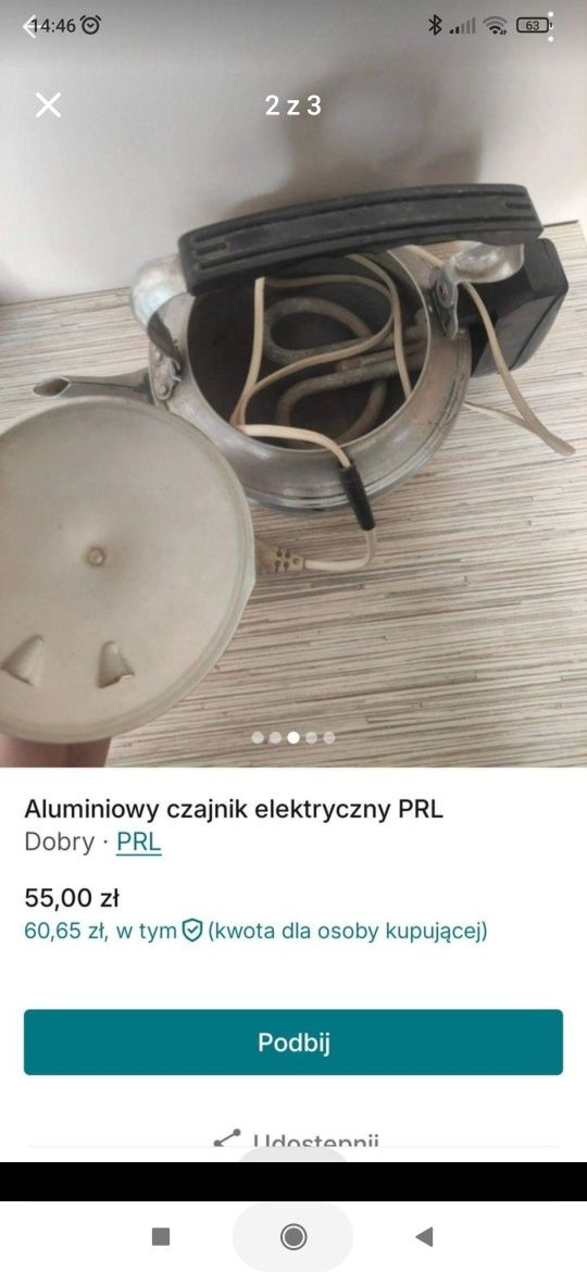 Aluminiowy czajnik elektryczny PRL