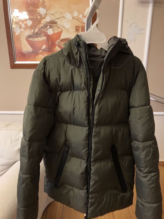 Dluga puchowa kurtka plaszcz khaki zielony primark s na mrozy