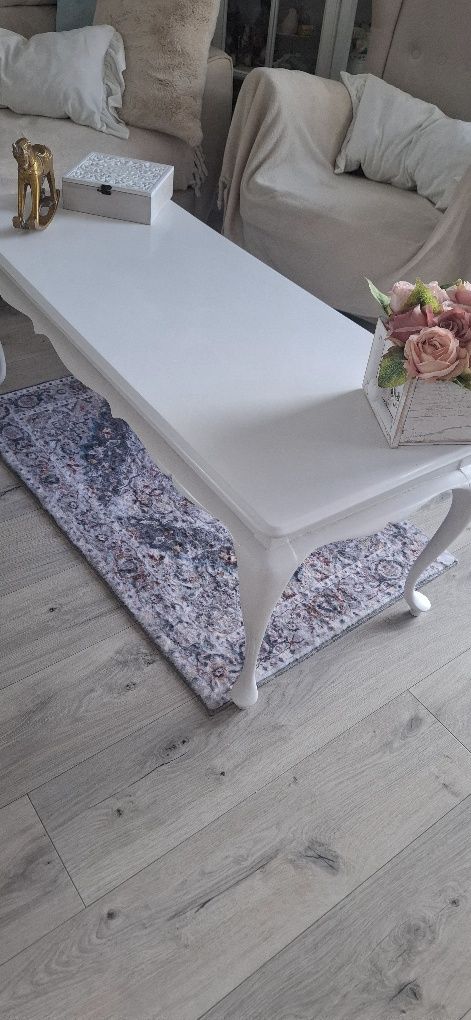 Ława stolik kawowy z duszą Wiktoriański Shabby styl biały