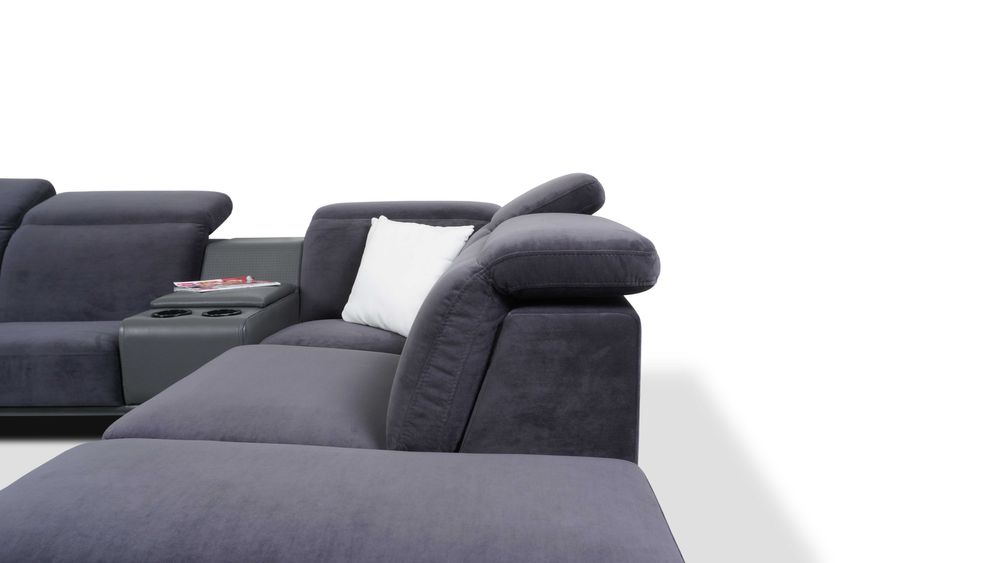 Narożnik tkanina z skórą wysokie nogi miękki