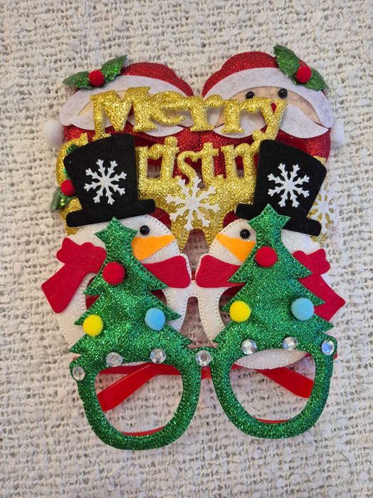 Okulary Świąteczne Różne Wzory 4 sztuki Boże Narodzenie Impreza