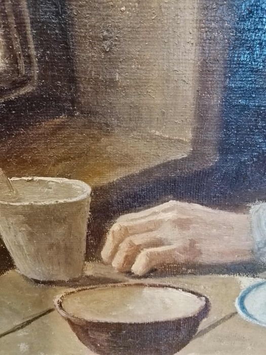 Stary obraz na płótnie sygnowany portret