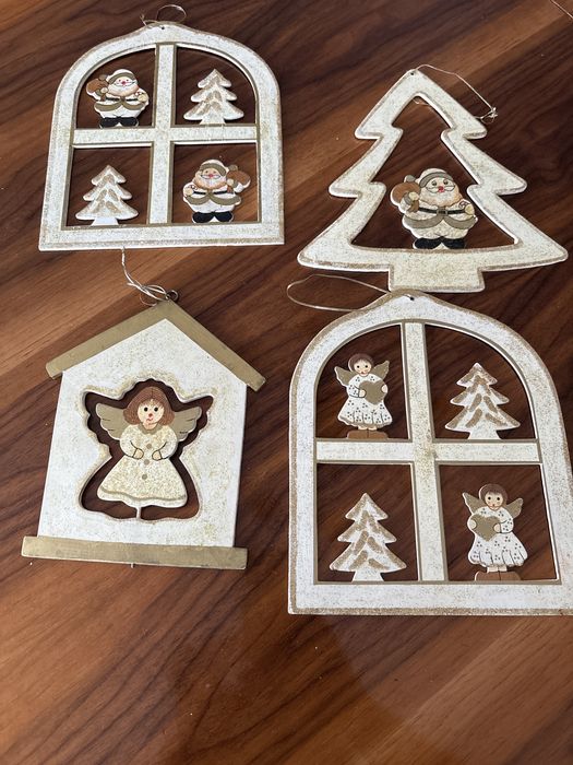 Witraże świąteczne, dwustronne , drewniane.