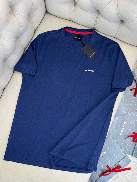 Мужская футболка Kiton бежевая футболка синяя футболка серая Китон