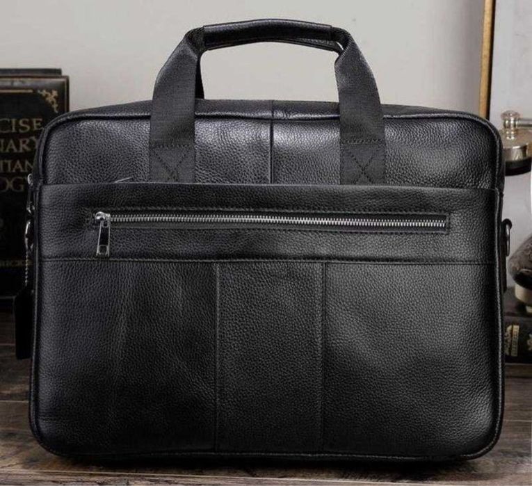 Якісна чоловіча шкіряна сумка- портфель, для ноутбука чи документів
