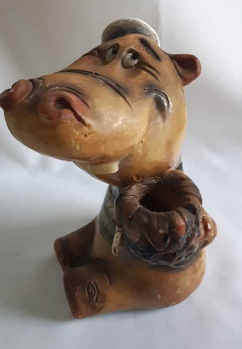 Винтажная статуэтка керамика Веселый Бегемот морячок 50-е годы