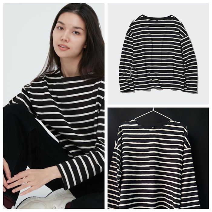 Стильний котоновий лонгслів у смужку від Uniqlo