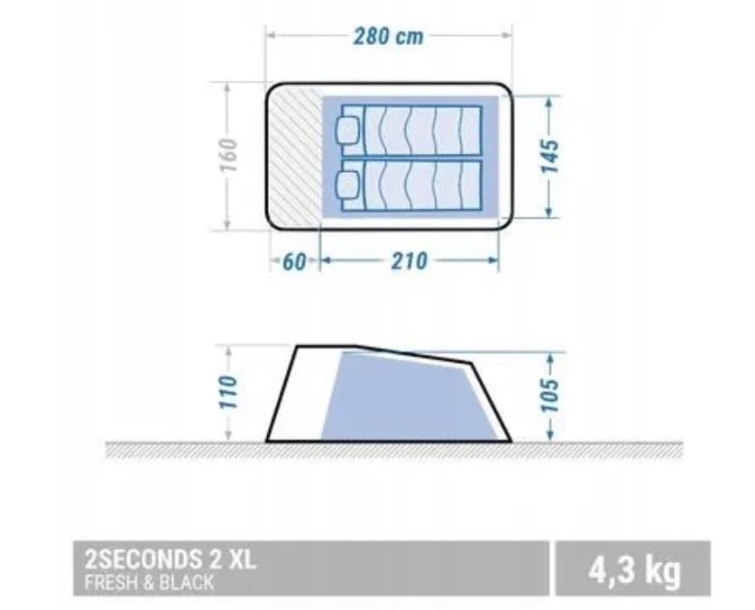 Namiot 2 secondds 2xl F&B + materac i 3 gratisy!!!