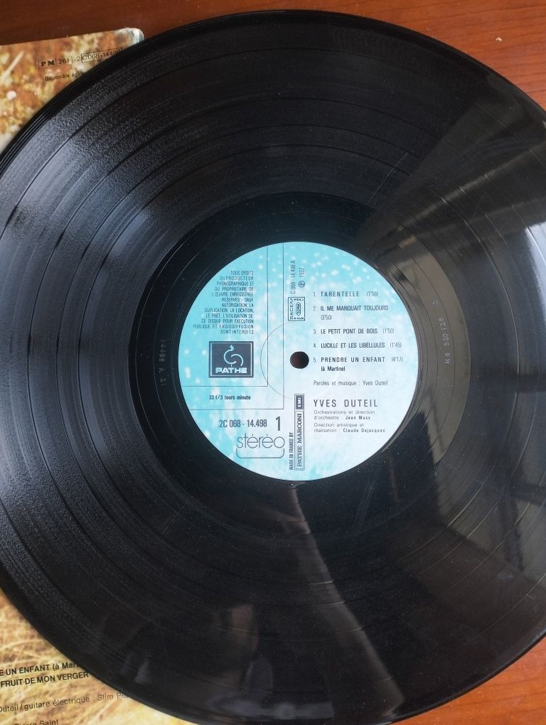 Disco de vinil LP Yves Duteil