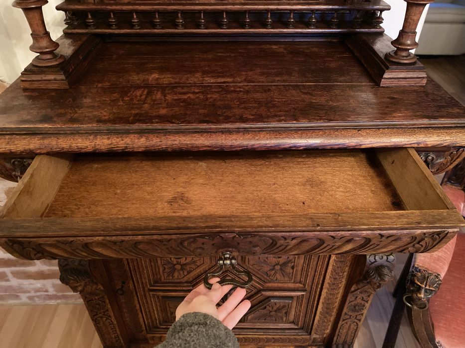 Neorenesansowy Kredens Francuski Dąb Antyk