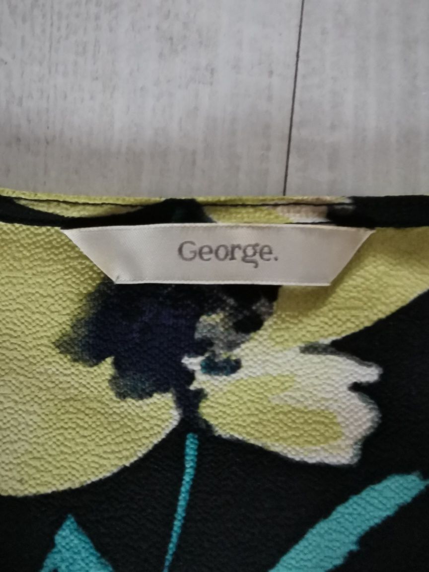 Czarna Bluzka w Żółte Kwiaty 3XL