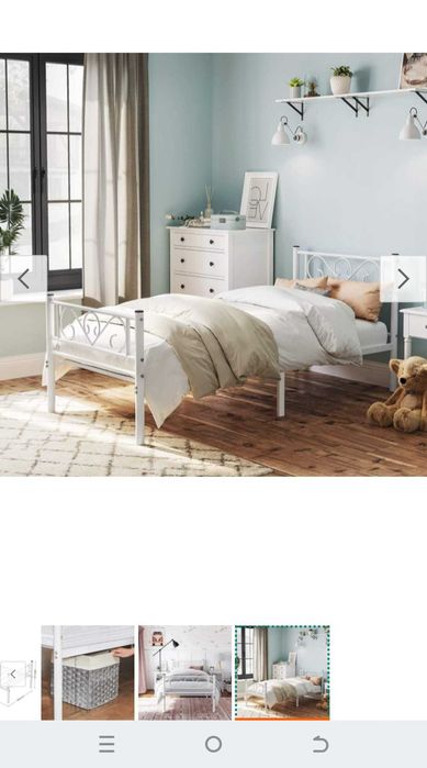 Łóżko białe metalowe plus stolik nocny materac gratis