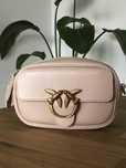 Torebka Pinko Baby Square Bag Simple pudrowy róż skórzana