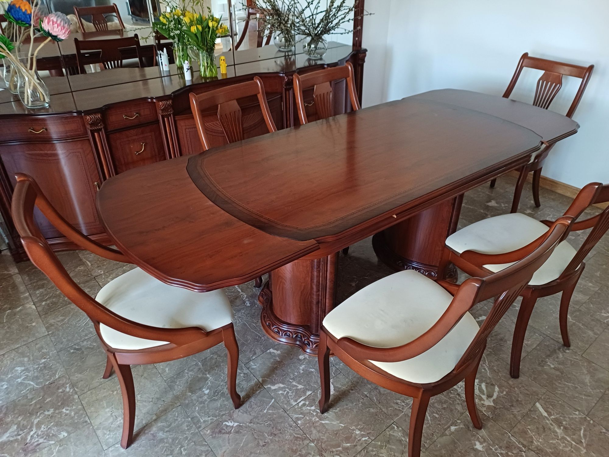 Stół rozkładany i 6 krzeseł 232x90x80 cm ekskluzywny hiszpański