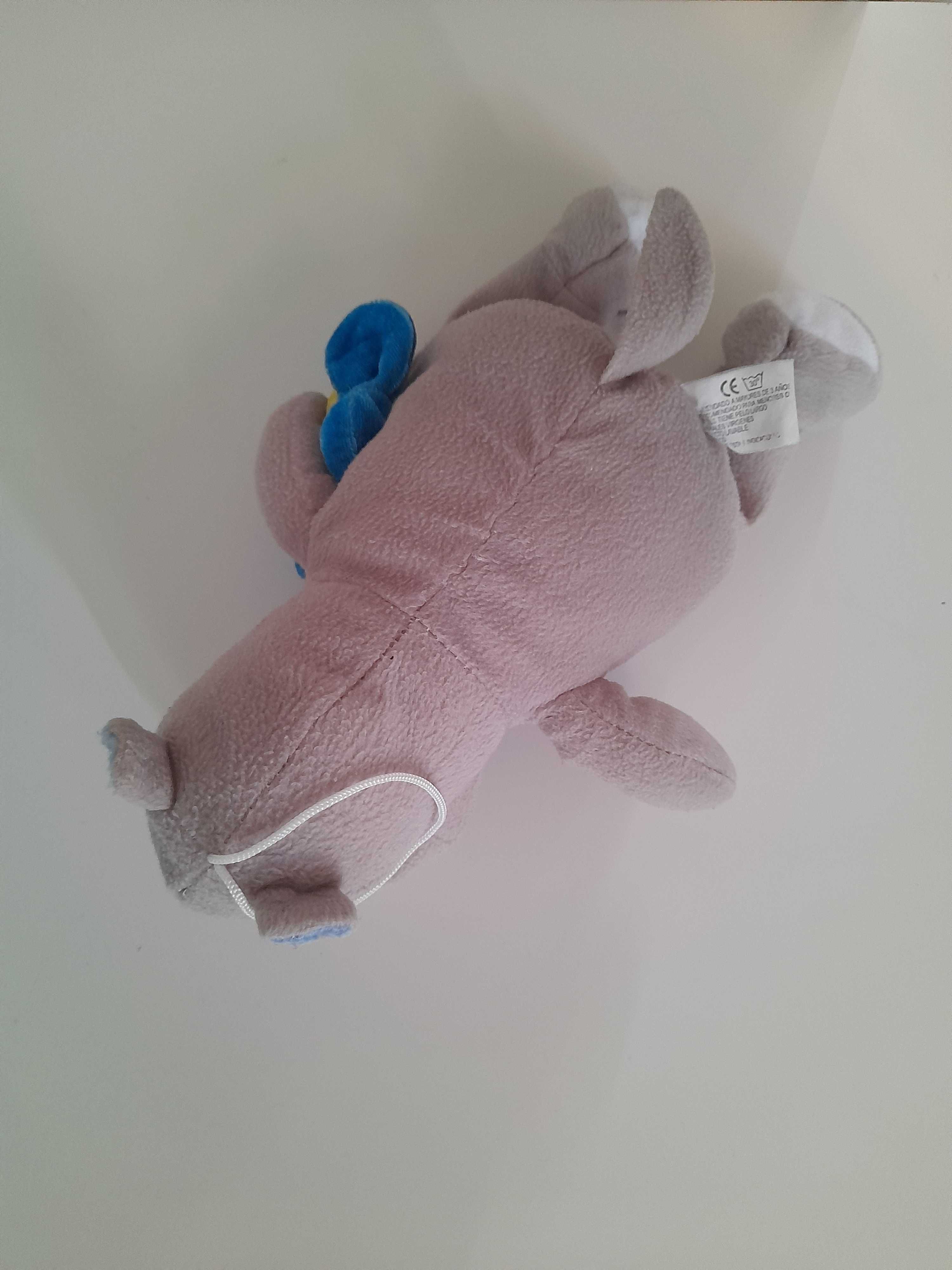 Miś hipopotam pluszak 35cm szary niebieski kwiatek zawieszka