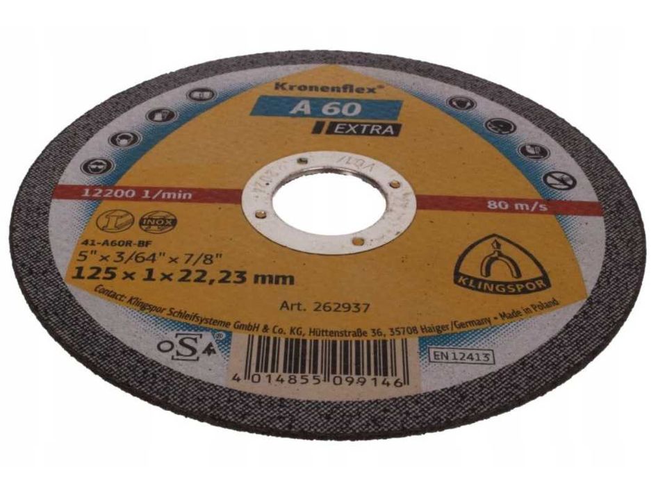 5x Tarcza do cięcia metalu stali Klingspor 125x1mm 5 sztuk