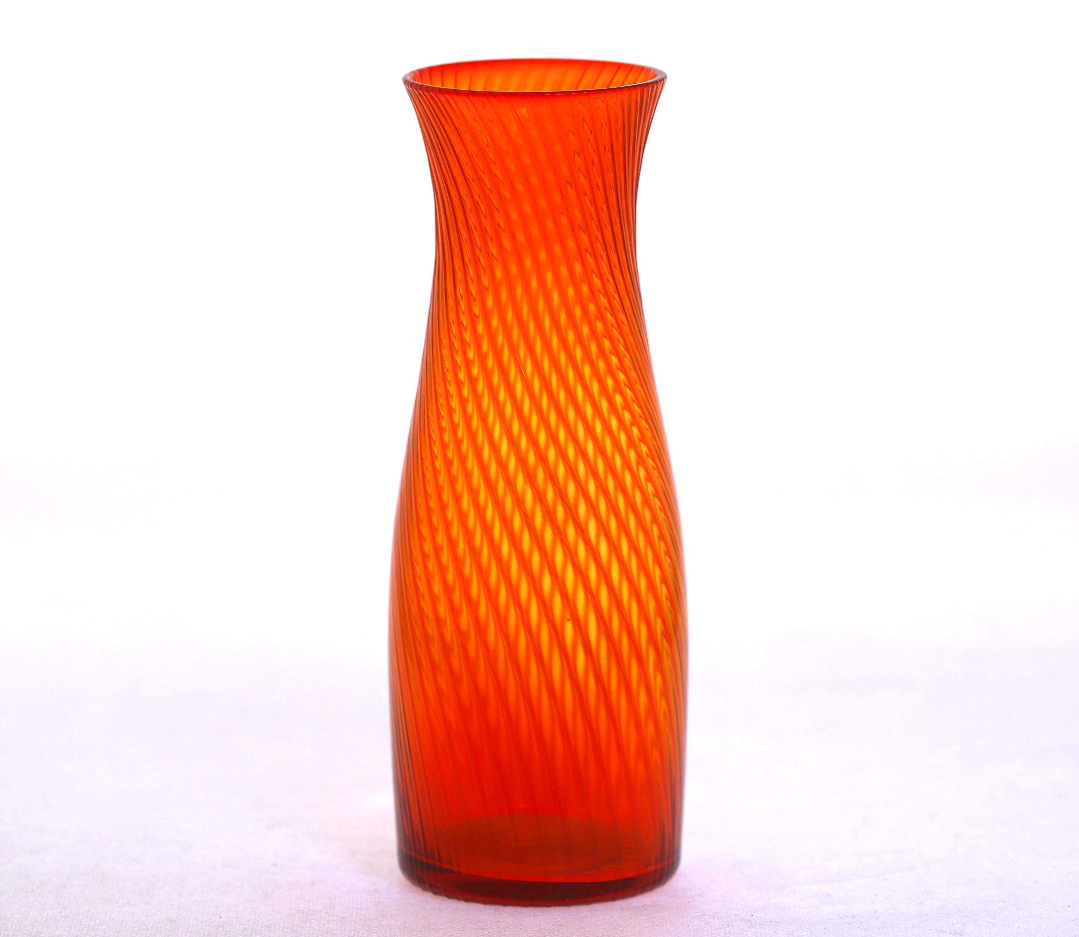Karafka wazon butelka szklana czerwono pomarańczowa wys 21cm