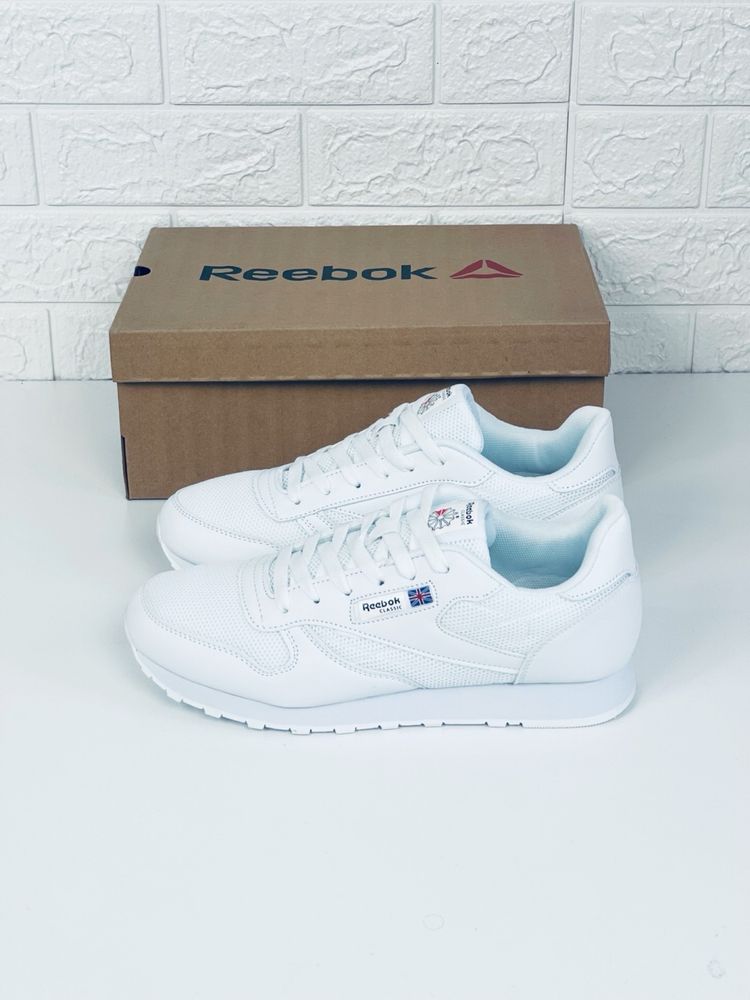 Reebok classic leather white кроссовки мужские кожаные Рибок классик