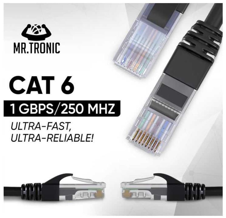 Kabel sieciowy Ethernet Cat6 RJ45 Mr. Tronic 30m kolor izolacji czarny