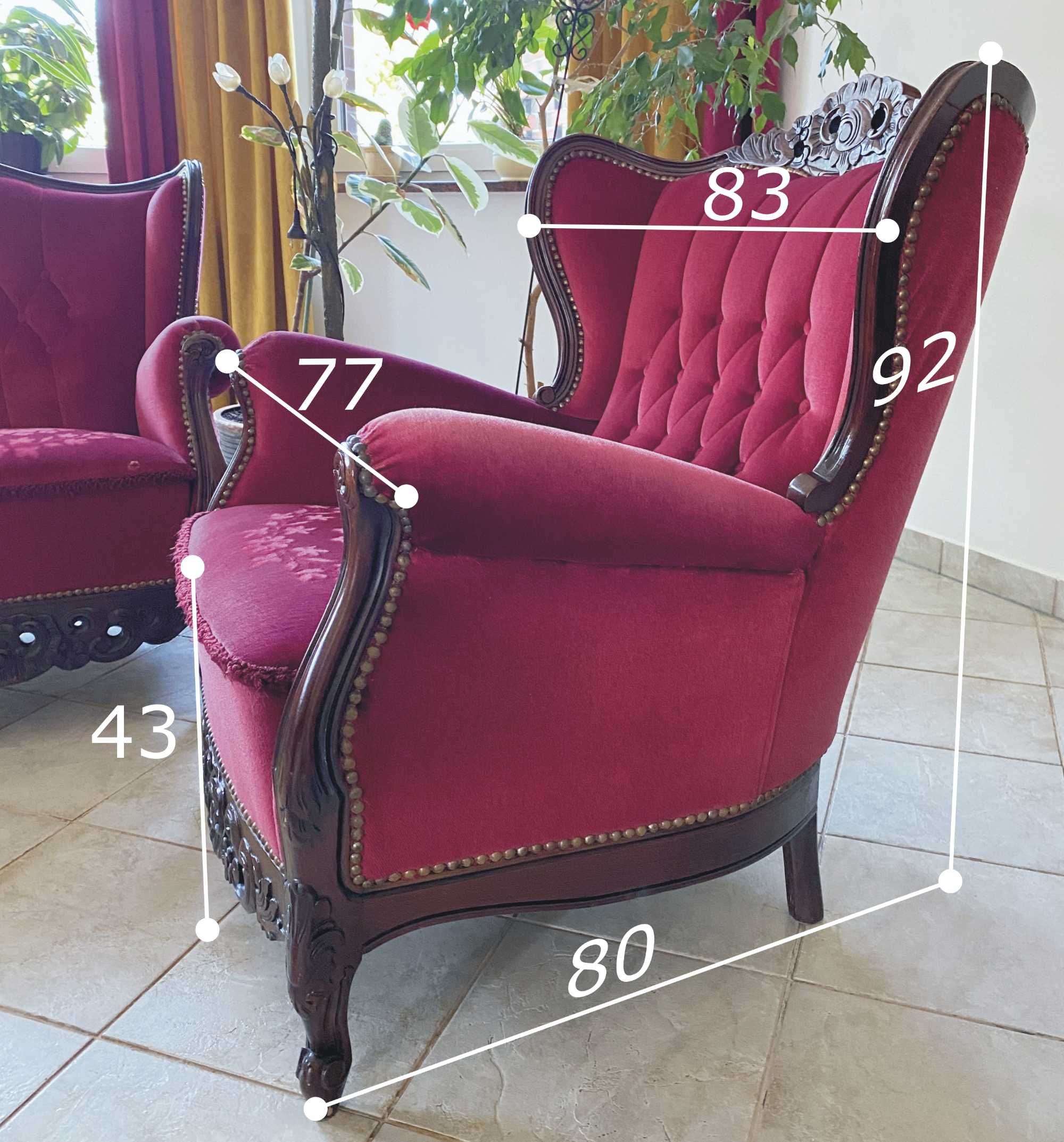 Komplet wypoczynkowy w stylu Ludwika - sofa 3os. + 2 fotele