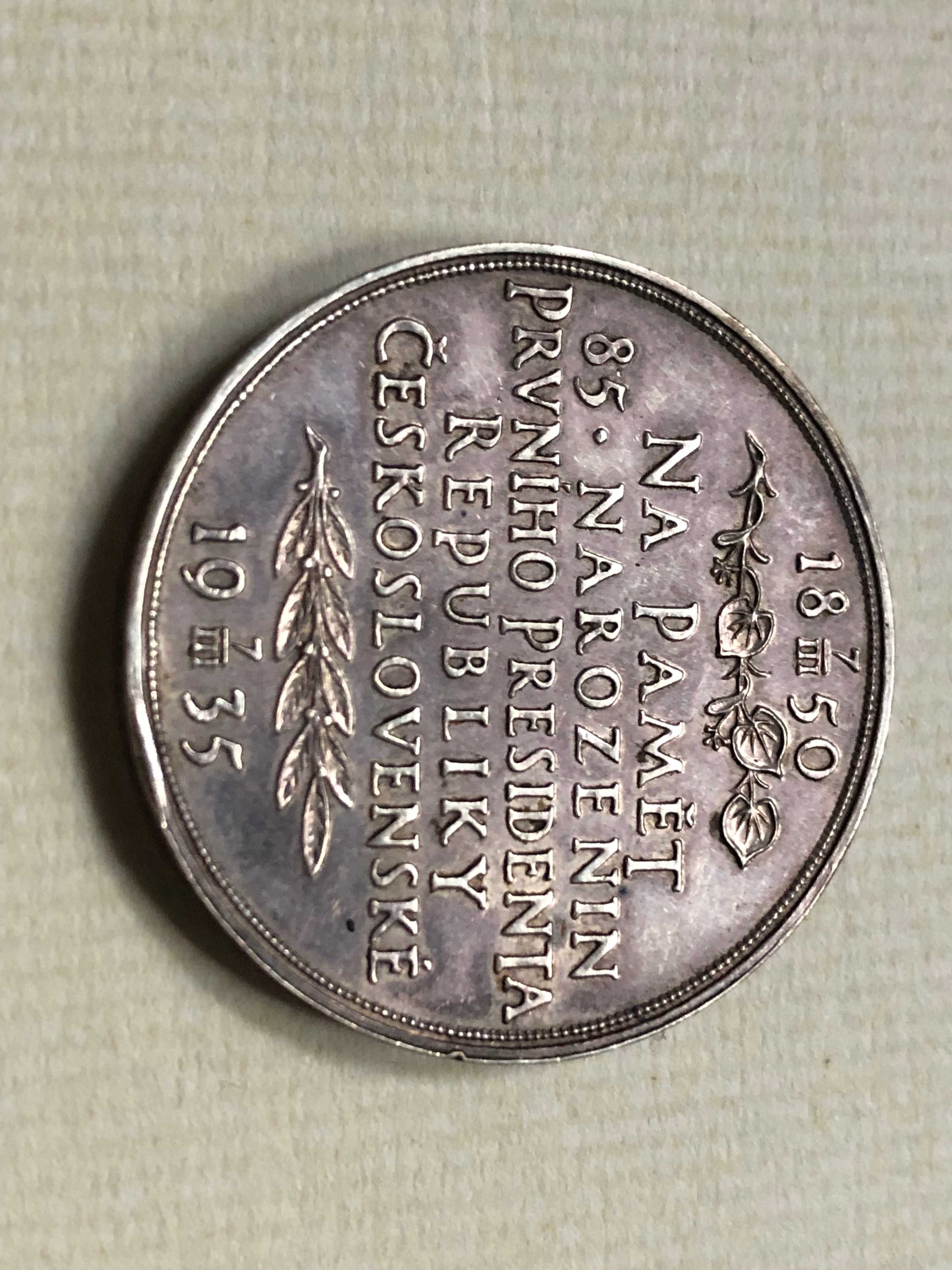 Жетон 1935г. в честь юбилея Т.Масарик 85летие серебро 987 UNC-