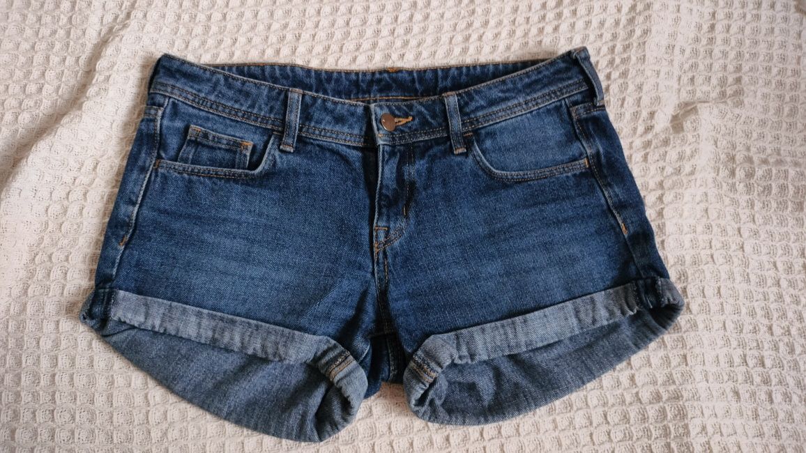 Szorty krótkie spodenki jeansowe H&M 38 podwinięte nogawki